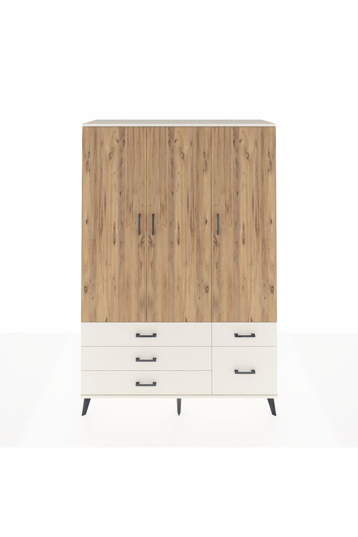 Hyperion Dolap 5 Raflı 5 Çekmeceli Tek Askılı 132x44x195 Aytaşı-Çam/Aytaşı