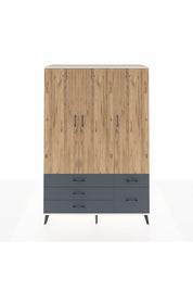 Hyperion Dolap 5 Raflı 5 Çekmeceli Tek Askılı 132x44x195 Aytaşı-Çam/Antrasit