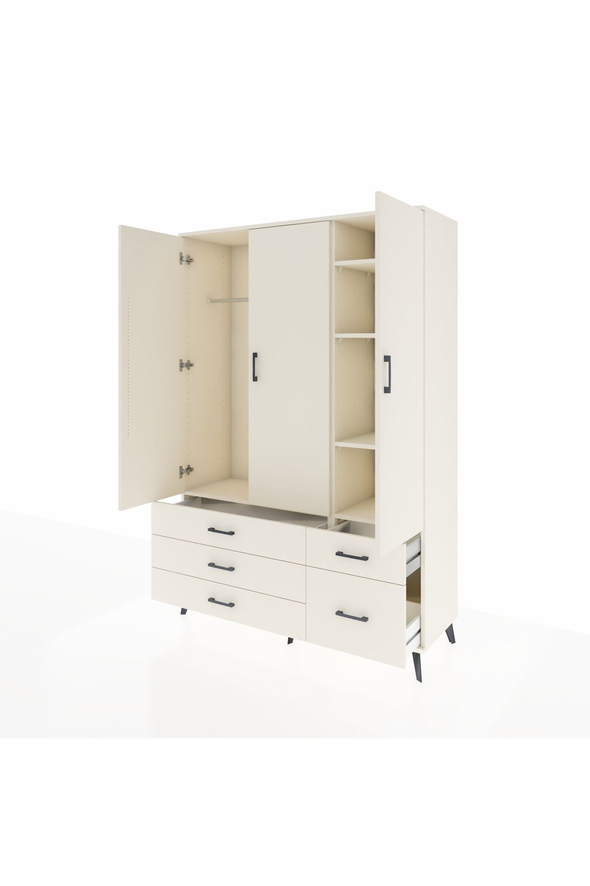 Hyperion Dolap 5 Raflı 5 Çekmeceli Tek Askılı 132x44x195 Aytaşı-Aytaşı/Aytaşı