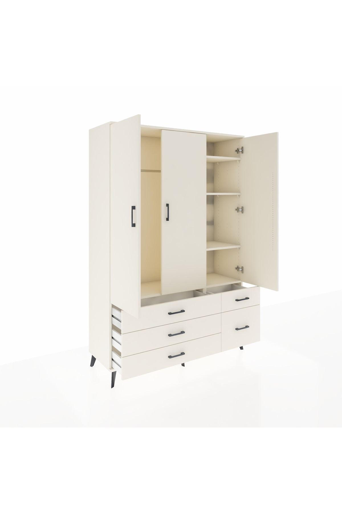 Hyperion Dolap 5 Raflı 5 Çekmeceli Tek Askılı 132x44x195 Aytaşı-Aytaşı/Aytaşı