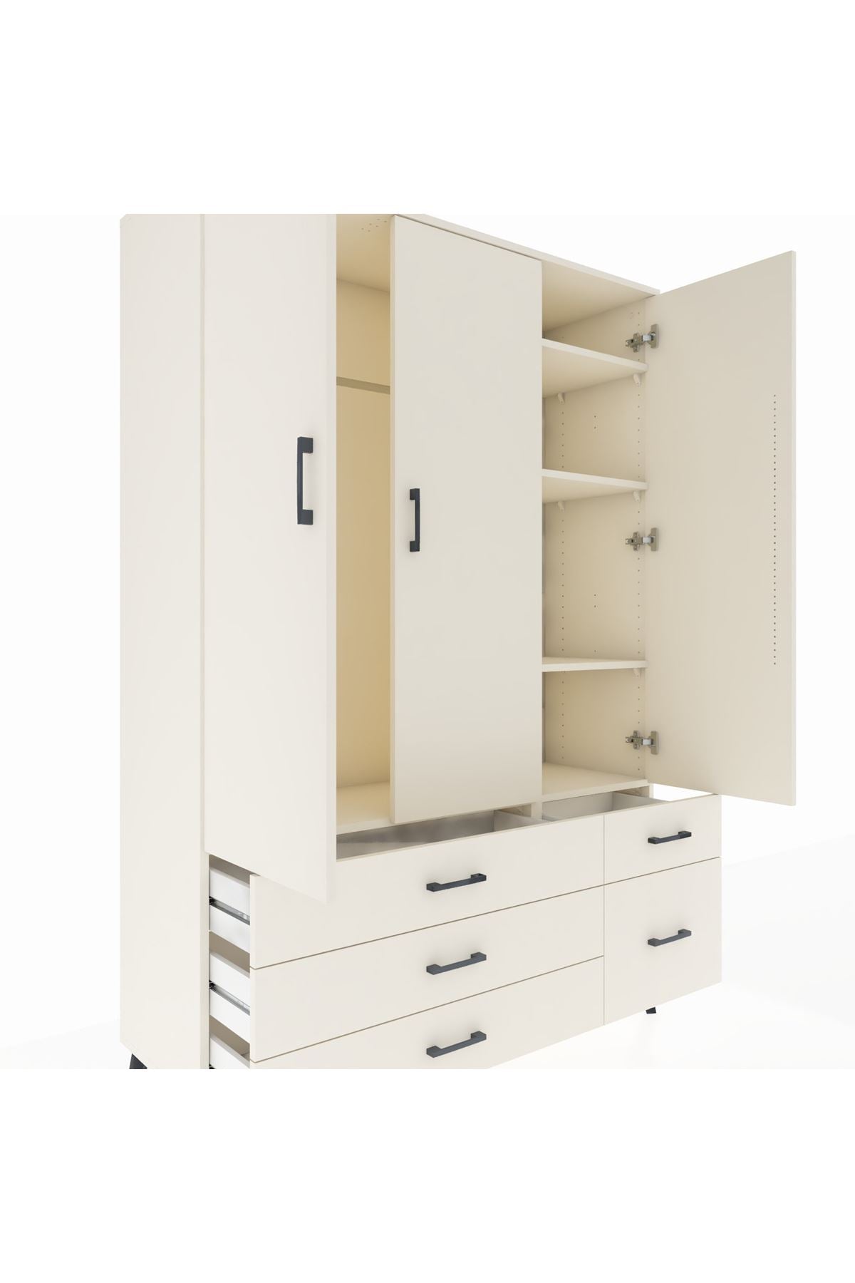 Hyperion Dolap 5 Raflı 5 Çekmeceli Tek Askılı 132x44x195 Aytaşı-Aytaşı/Aytaşı