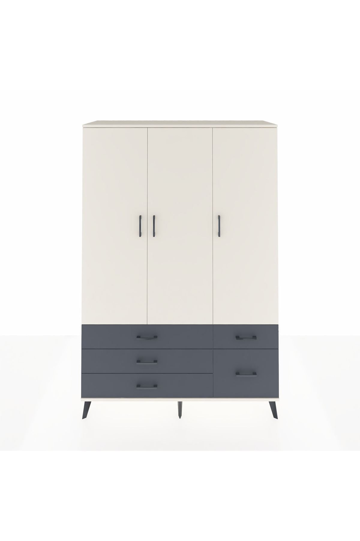 Hyperion Dolap 5 Raflı 5 Çekmeceli Tek Askılı 132x44x195 Aytaşı-Aytaşı/Antrasit