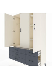 Hyperion Dolap 5 Raflı 5 Çekmeceli Tek Askılı 132x44x195 Aytaşı-Aytaşı/Antrasit