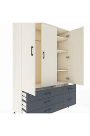 Hyperion Dolap 5 Raflı 5 Çekmeceli Tek Askılı 132x44x195 Aytaşı-Aytaşı/Antrasit