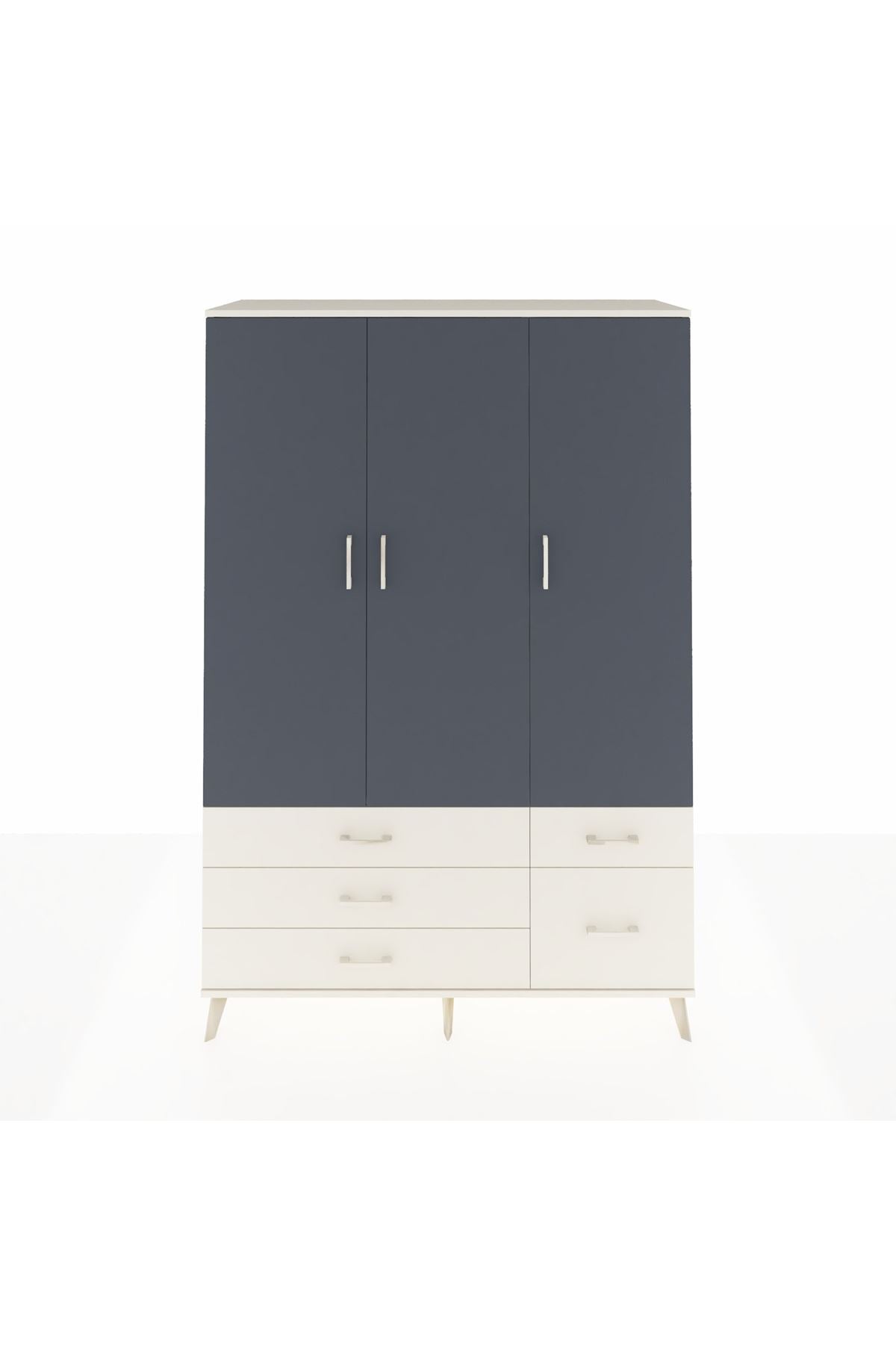 Hyperion Dolap 5 Raflı 5 Çekmeceli Tek Askılı 132x44x195 Aytaşı-Antrasit/Aytaşı