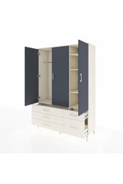 Hyperion Dolap 5 Raflı 5 Çekmeceli Tek Askılı 132x44x195 Aytaşı-Antrasit/Aytaşı