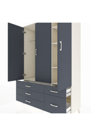 Hyperion Dolap 5 Raflı 5 Çekmeceli Tek Askılı 132x44x195 Aytaşı-Antrasit/Antrasit