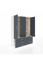 Hyperion Dolap 5 Raflı 5 Çekmeceli Tek Askılı 132x44x195 Aytaşı-Antrasit/Antrasit