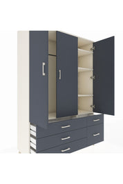 Hyperion Dolap 5 Raflı 5 Çekmeceli Tek Askılı 132x44x195 Aytaşı-Antrasit/Antrasit