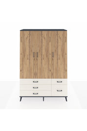 Hyperion Dolap 5 Raflı 5 Çekmeceli Tek Askılı 132x44x195 Antrasit-Çam/Aytaşı