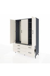 Hyperion Dolap 5 Raflı 5 Çekmeceli Tek Askılı 132x44x195 Antrasit-Aytaşı/Aytaşı