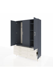 Hyperion Dolap 5 Raflı 5 Çekmeceli Tek Askılı 132x44x195 Antrasit-Antrasit/Aytaşı