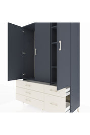 Hyperion Dolap 5 Raflı 5 Çekmeceli Tek Askılı 132x44x195 Antrasit-Antrasit/Aytaşı