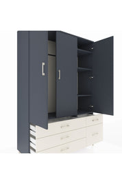 Hyperion Dolap 5 Raflı 5 Çekmeceli Tek Askılı 132x44x195 Antrasit-Antrasit/Aytaşı