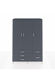 Hyperion Dolap 5 Raflı 5 Çekmeceli Tek Askılı 132x44x195 Antrasit-Antrasit/Antrasit