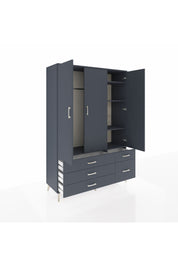 Hyperion Dolap 5 Raflı 5 Çekmeceli Tek Askılı 132x44x195 Antrasit-Antrasit/Antrasit