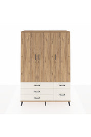 Hyperion Dolap 5 Raflı 5 Çekmeceli Tek Askılı 132x44x195 Çam-Çam/Aytaşı