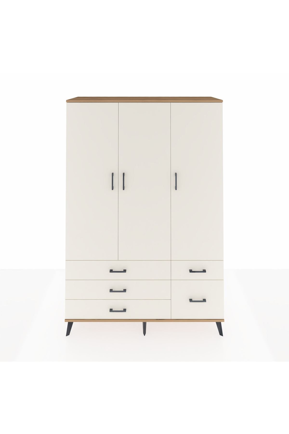 Hyperion Dolap 5 Raflı 5 Çekmeceli Tek Askılı 132x44x195 Çam-Aytaşı/Aytaşı