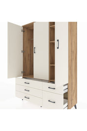 Hyperion Dolap 5 Raflı 5 Çekmeceli Tek Askılı 132x44x195 Çam-Aytaşı/Aytaşı