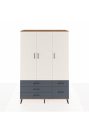 Hyperion Dolap 5 Raflı 5 Çekmeceli Tek Askılı 132x44x195 Çam-Aytaşı/Antrasit