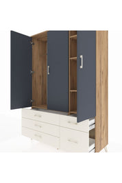 Hyperion Dolap 5 Raflı 5 Çekmeceli Tek Askılı 132x44x195 Çam-Antrasit/Aytaşı