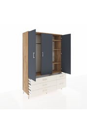 Hyperion Dolap 5 Raflı 5 Çekmeceli Tek Askılı 132x44x195 Çam-Antrasit/Aytaşı