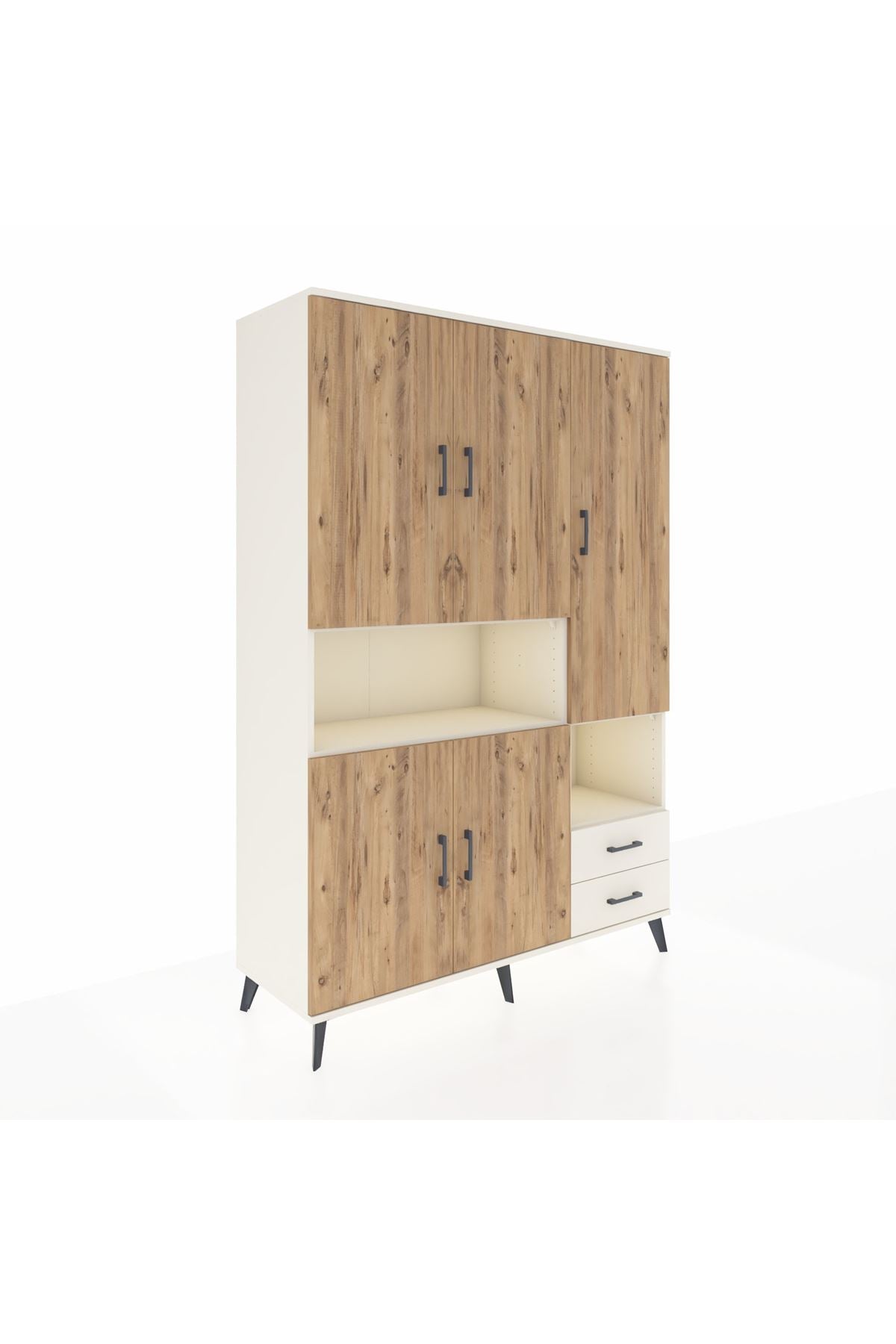 Hyperion Dolap 10 Raflı 2 Çekmeceli 5 Kapaklı 132x44x195 Aytaşı-Çam/Aytaşı