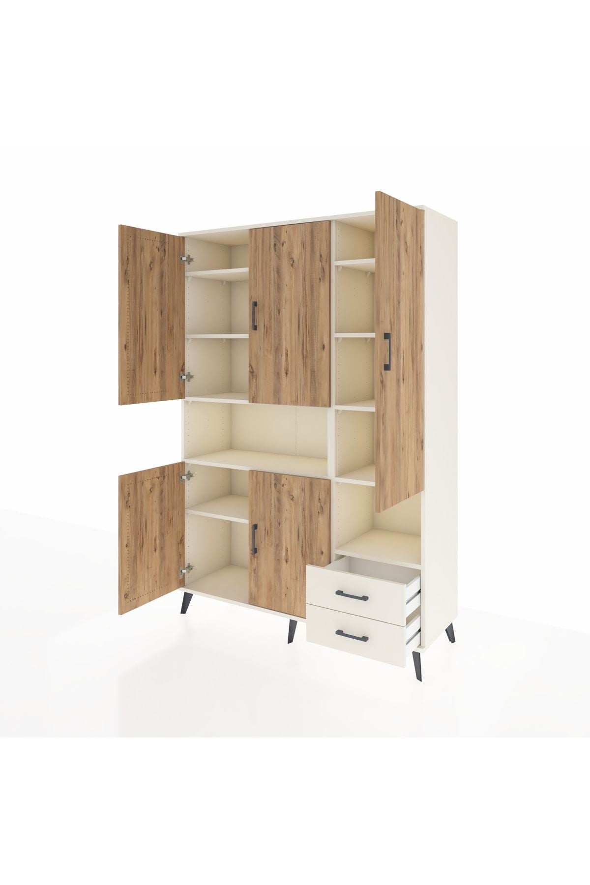 Hyperion Dolap 10 Raflı 2 Çekmeceli 5 Kapaklı 132x44x195 Aytaşı-Çam/Aytaşı