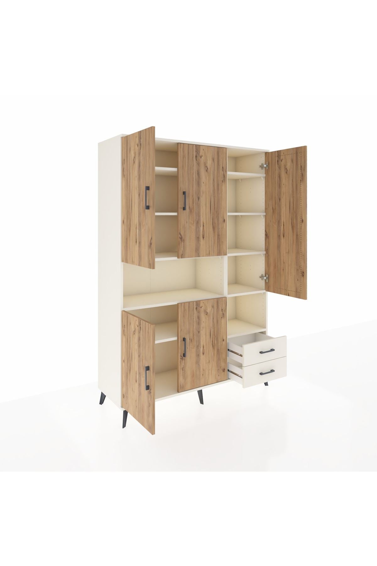 Hyperion Dolap 10 Raflı 2 Çekmeceli 5 Kapaklı 132x44x195 Aytaşı-Çam/Aytaşı