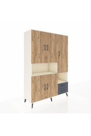 Hyperion Dolap 10 Raflı 2 Çekmeceli 5 Kapaklı 132x44x195 Aytaşı-Çam/Antrasit