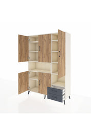 Hyperion Dolap 10 Raflı 2 Çekmeceli 5 Kapaklı 132x44x195 Aytaşı-Çam/Antrasit