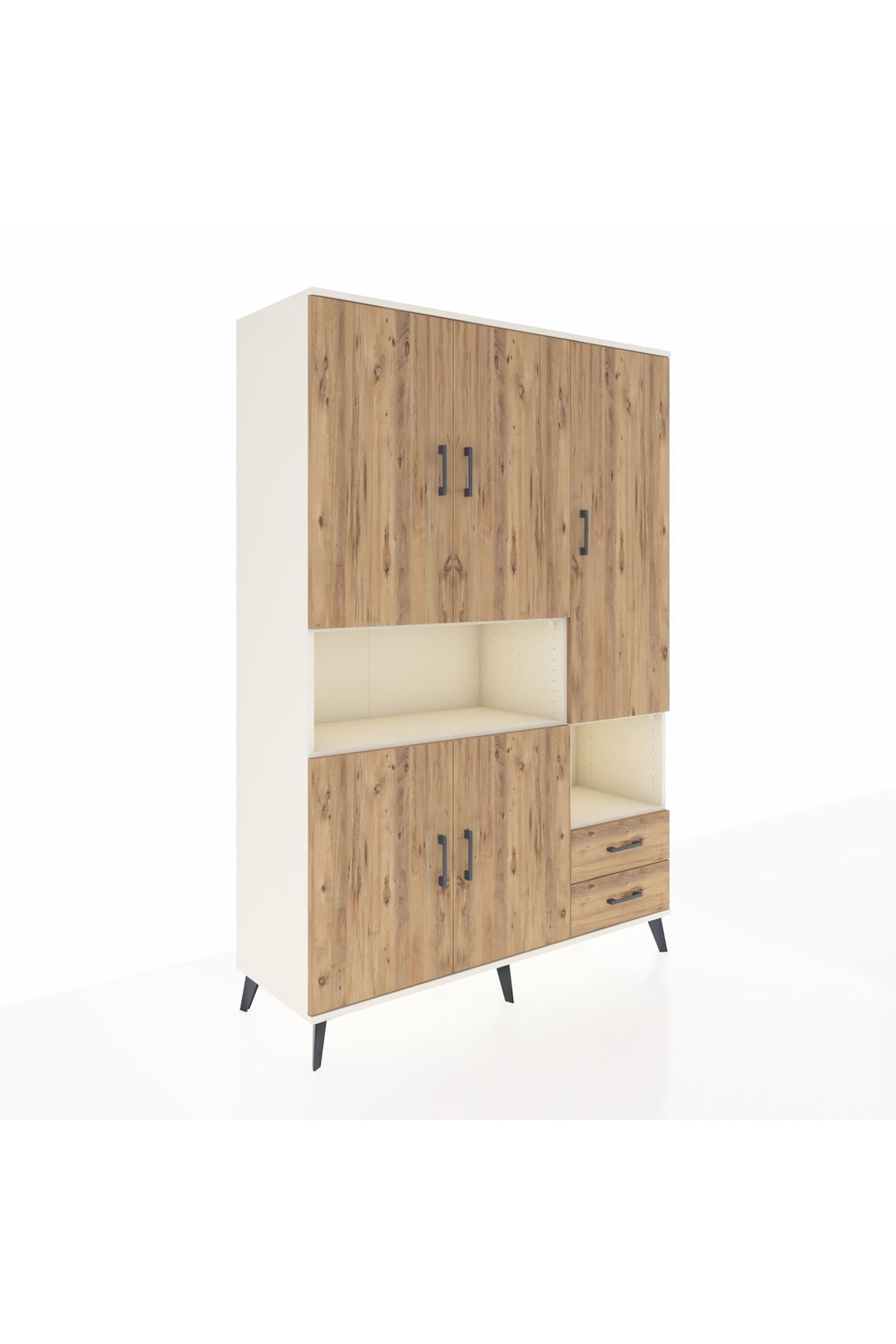 Hyperion Dolap 10 Raflı 2 Çekmeceli 5 Kapaklı 132x44x195 Aytaşı-Çam/Çam