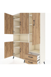 Hyperion Dolap 10 Raflı 2 Çekmeceli 5 Kapaklı 132x44x195 Aytaşı-Çam/Çam