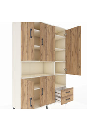 Hyperion Dolap 10 Raflı 2 Çekmeceli 5 Kapaklı 132x44x195 Aytaşı-Çam/Çam