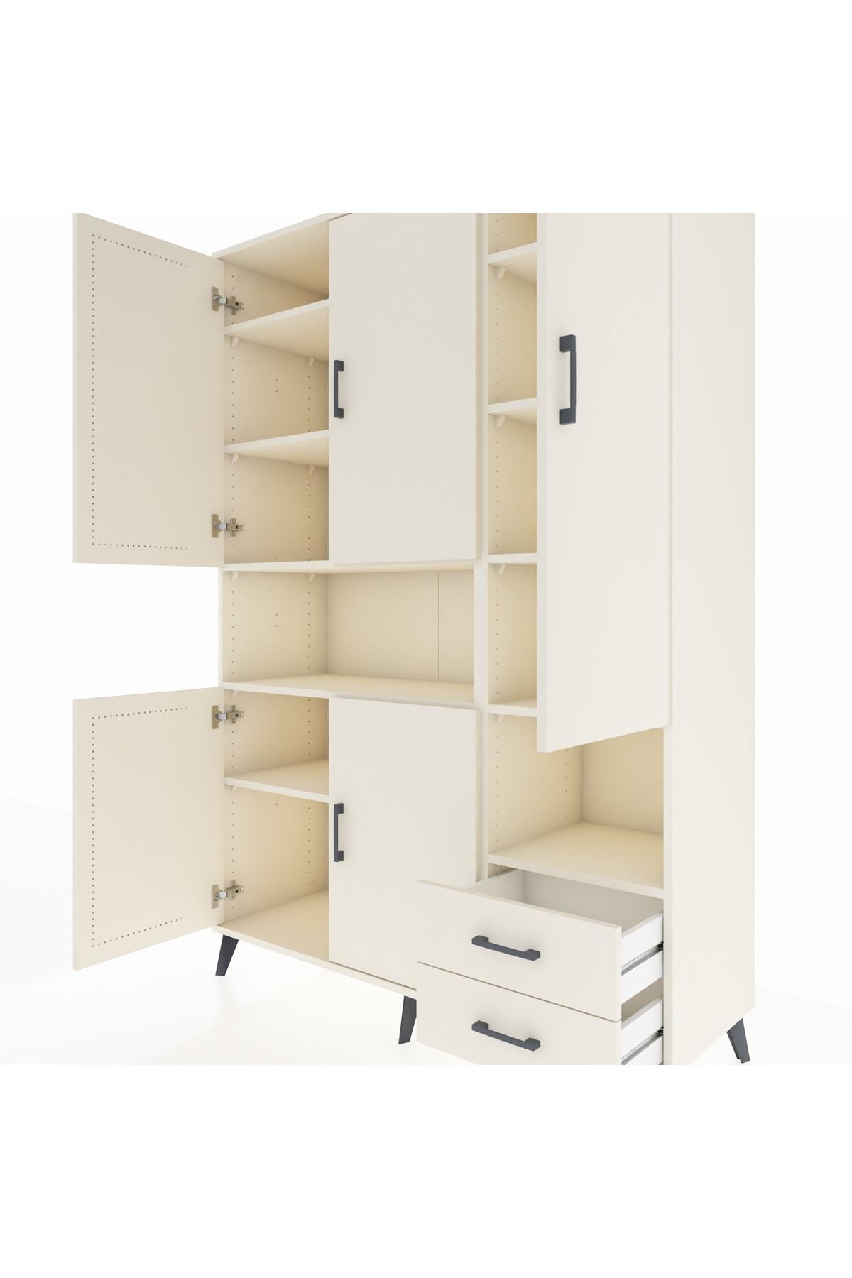 Hyperion Dolap 10 Raflı 2 Çekmeceli 5 Kapaklı 132x44x195 Aytaşı-Aytaşı/Aytaşı