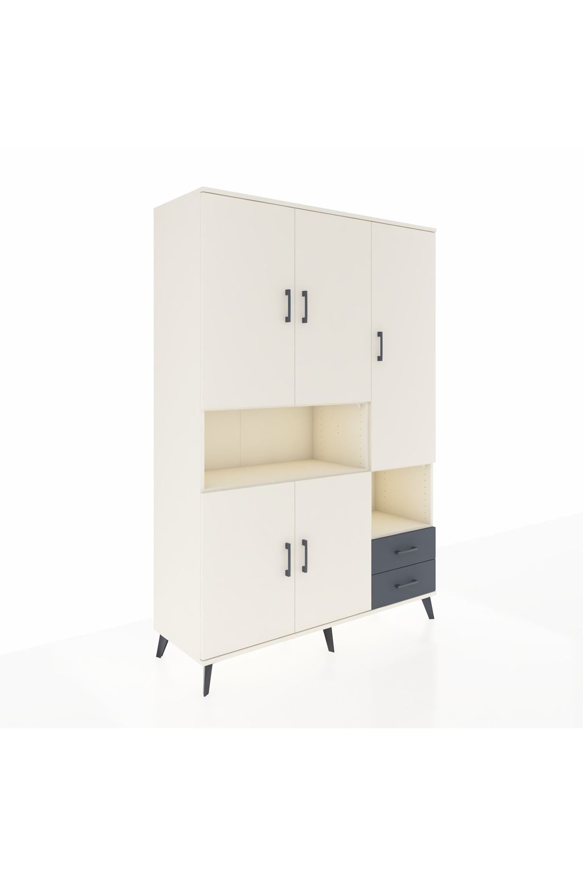 Hyperion Dolap 10 Raflı 2 Çekmeceli 5 Kapaklı 132x44x195 Aytaşı-Aytaşı/Antrasit