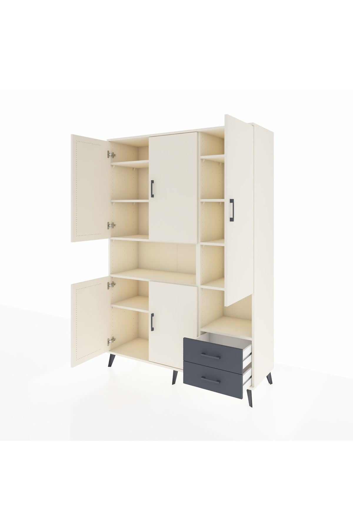 Hyperion Dolap 10 Raflı 2 Çekmeceli 5 Kapaklı 132x44x195 Aytaşı-Aytaşı/Antrasit