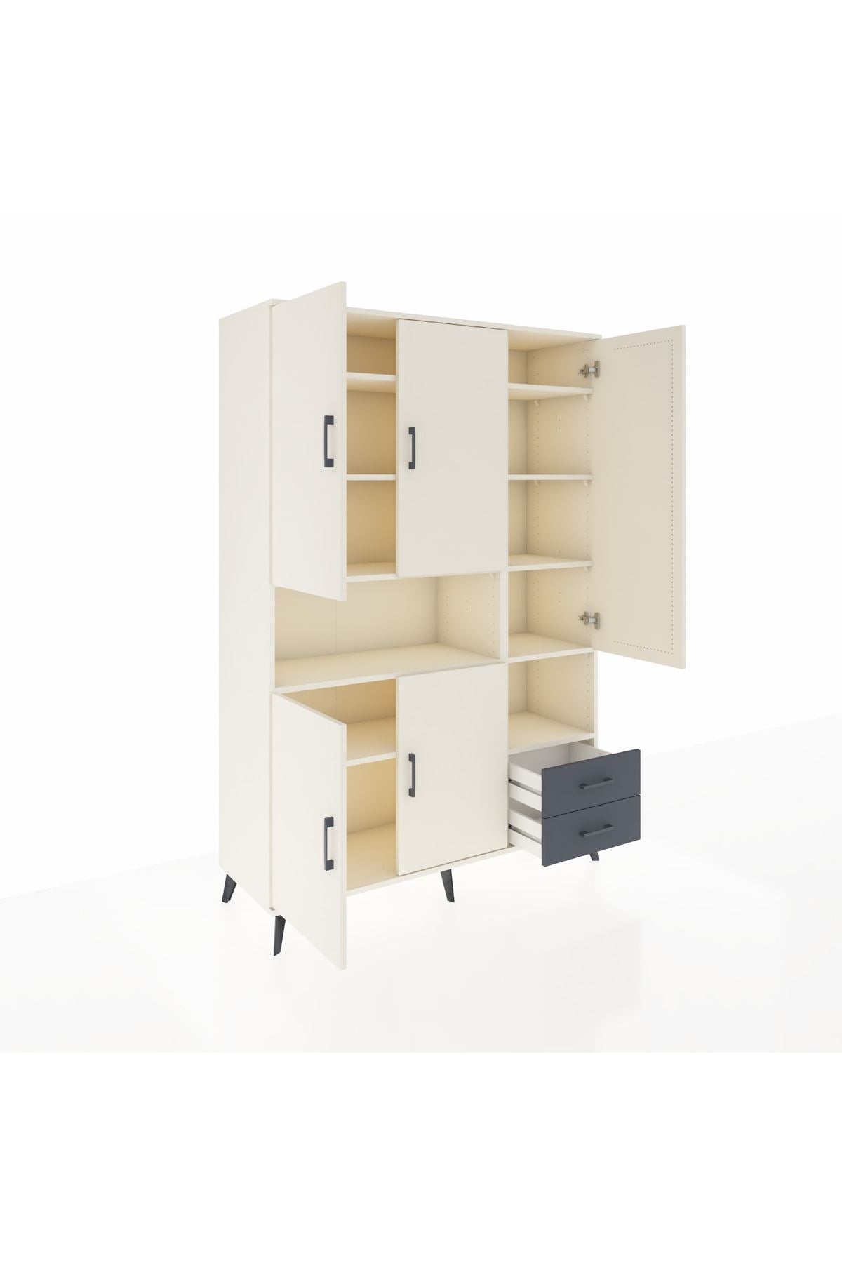 Hyperion Dolap 10 Raflı 2 Çekmeceli 5 Kapaklı 132x44x195 Aytaşı-Aytaşı/Antrasit