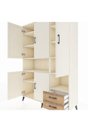 Hyperion Dolap 10 Raflı 2 Çekmeceli 5 Kapaklı 132x44x195 Aytaşı-Aytaşı/Çam