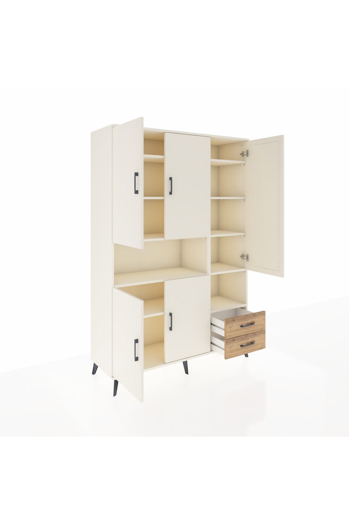 Hyperion Dolap 10 Raflı 2 Çekmeceli 5 Kapaklı 132x44x195 Aytaşı-Aytaşı/Çam