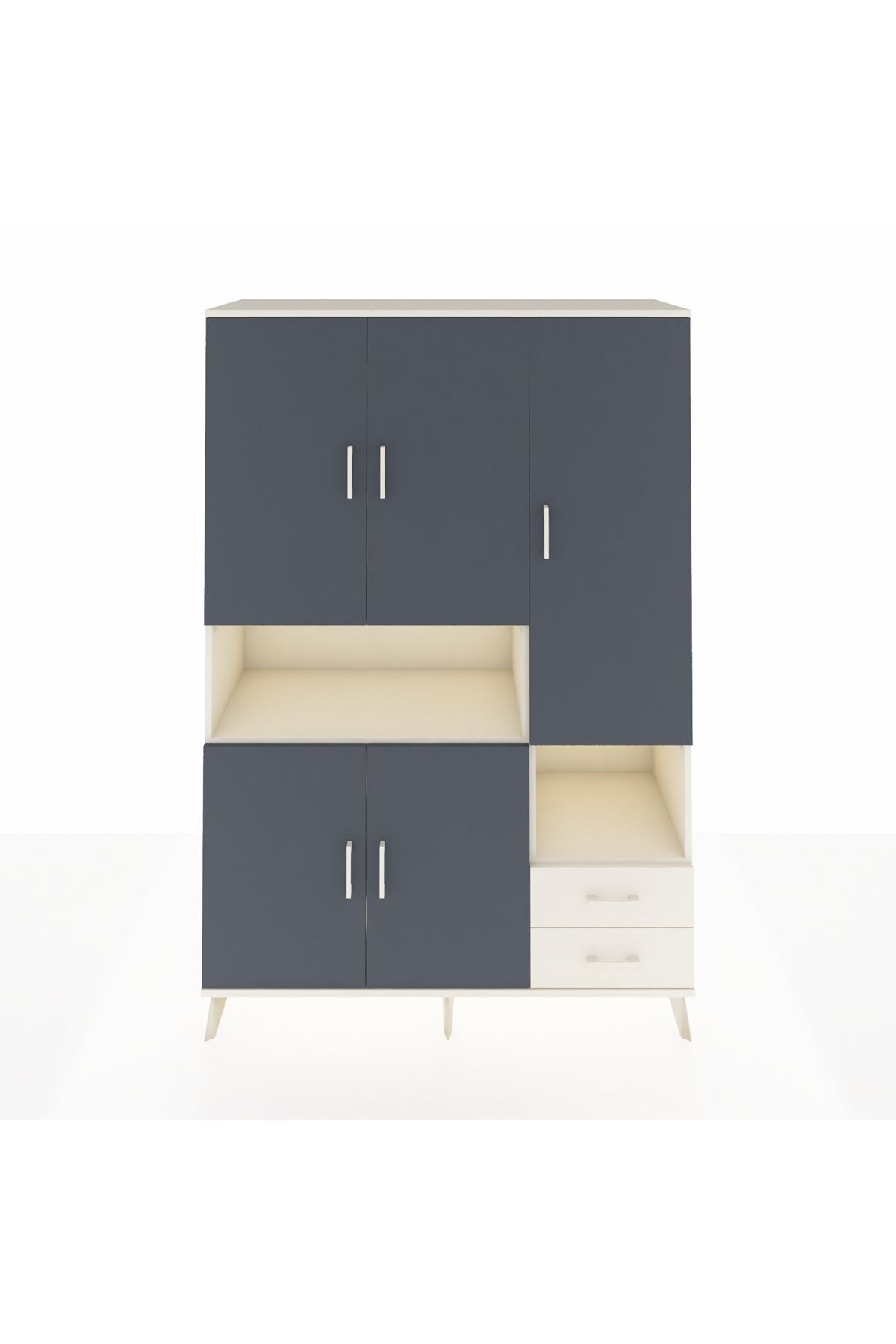 Hyperion Dolap 10 Raflı 2 Çekmeceli 5 Kapaklı 132x44x195 Aytaşı-Antrasit/Aytaşı