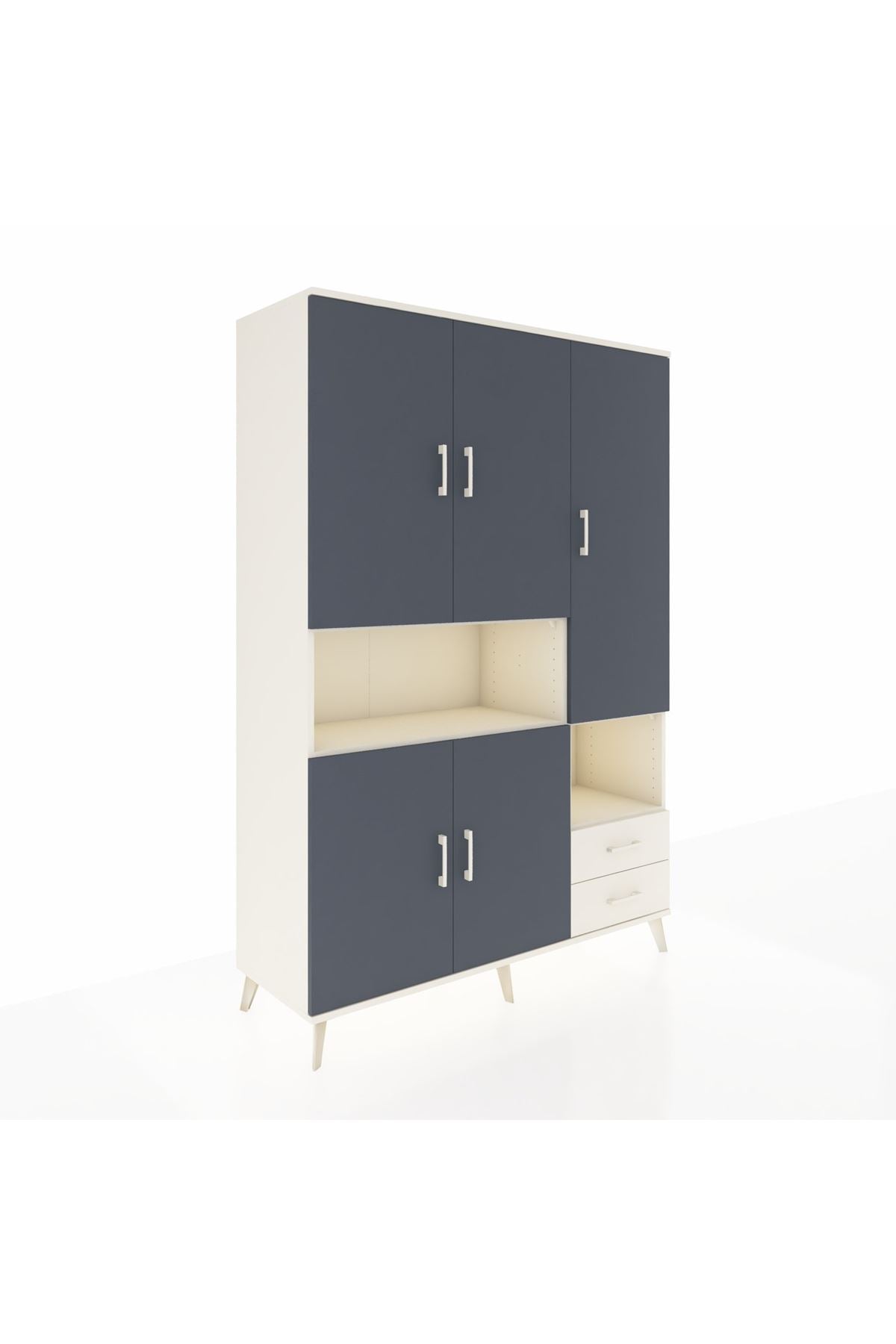 Hyperion Dolap 10 Raflı 2 Çekmeceli 5 Kapaklı 132x44x195 Aytaşı-Antrasit/Aytaşı