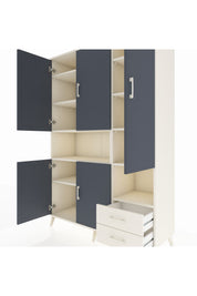 Hyperion Dolap 10 Raflı 2 Çekmeceli 5 Kapaklı 132x44x195 Aytaşı-Antrasit/Aytaşı