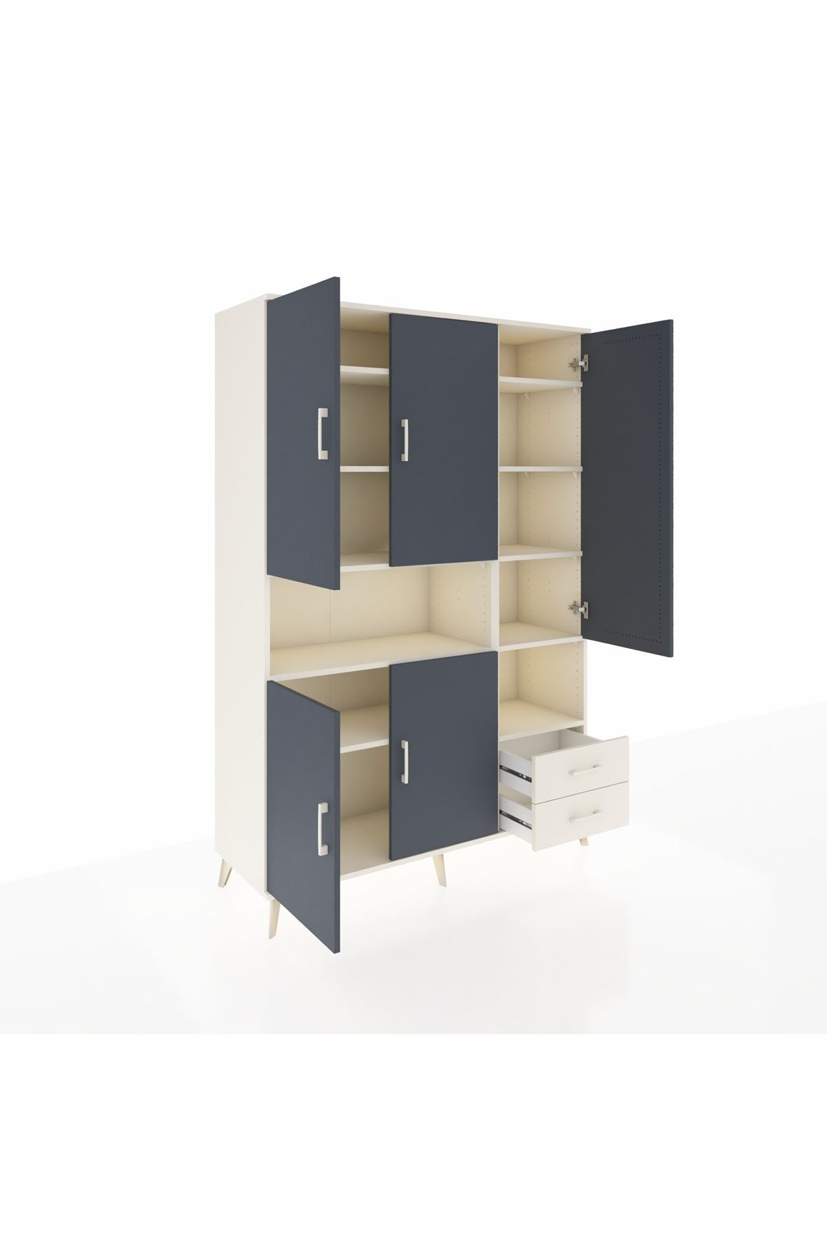 Hyperion Dolap 10 Raflı 2 Çekmeceli 5 Kapaklı 132x44x195 Aytaşı-Antrasit/Aytaşı