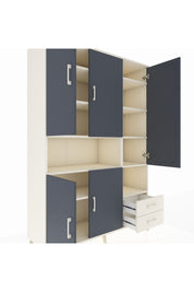 Hyperion Dolap 10 Raflı 2 Çekmeceli 5 Kapaklı 132x44x195 Aytaşı-Antrasit/Aytaşı