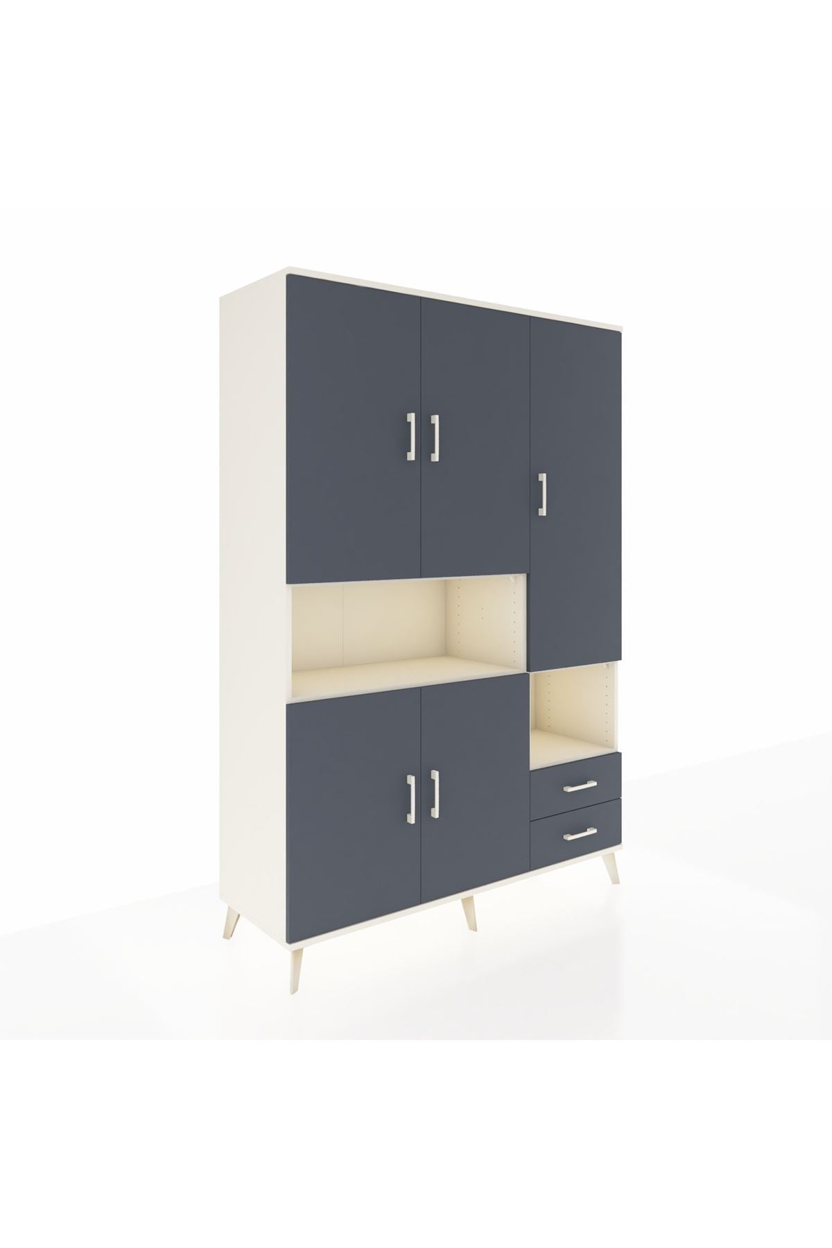 Hyperion Dolap 10 Raflı 2 Çekmeceli 5 Kapaklı 132x44x195 Aytaşı-Antrasit/Antrasit