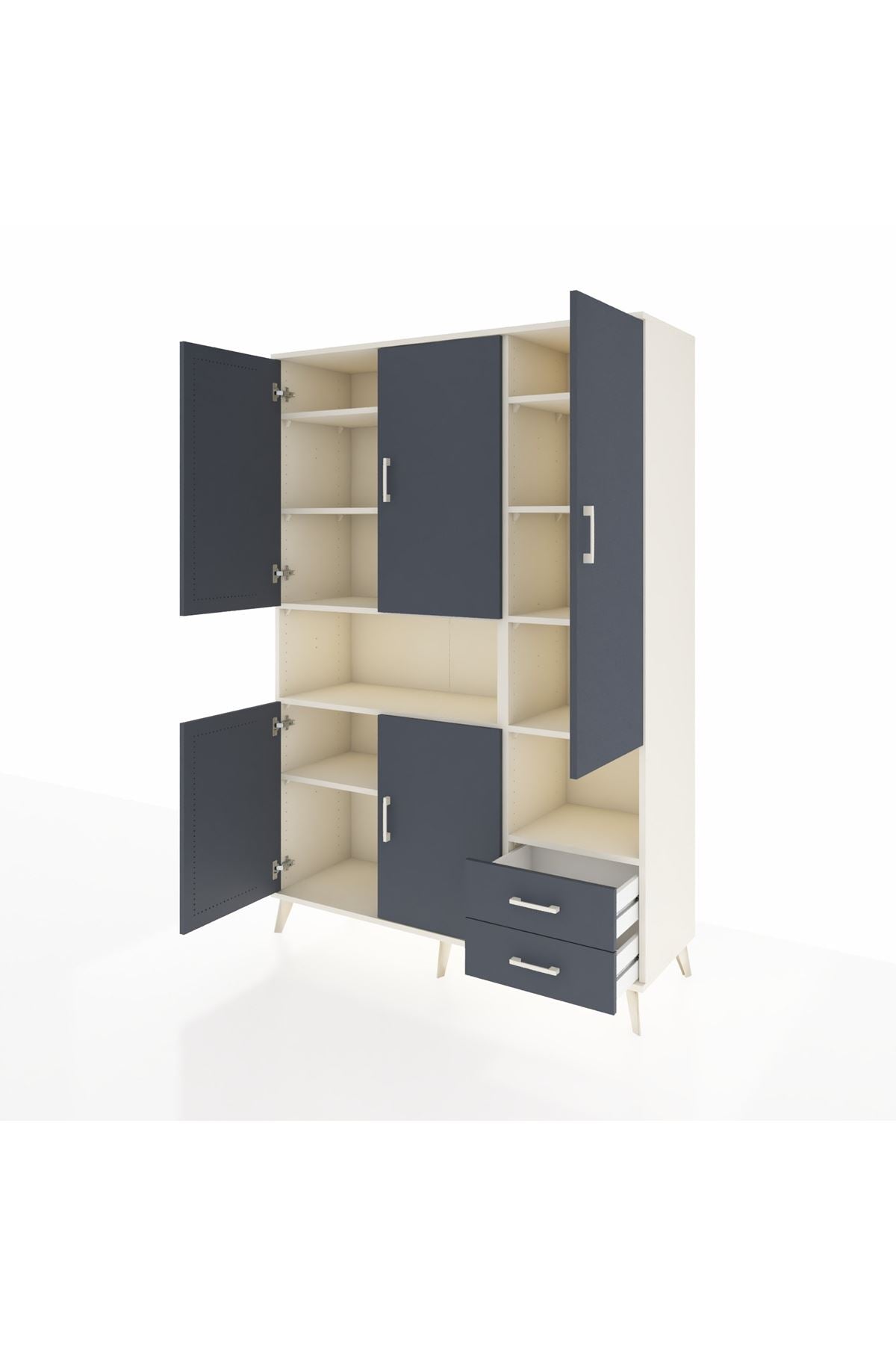 Hyperion Dolap 10 Raflı 2 Çekmeceli 5 Kapaklı 132x44x195 Aytaşı-Antrasit/Antrasit