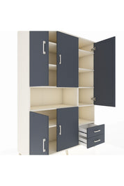 Hyperion Dolap 10 Raflı 2 Çekmeceli 5 Kapaklı 132x44x195 Aytaşı-Antrasit/Antrasit