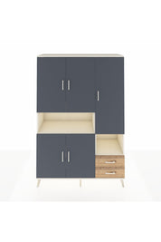 Hyperion Dolap 10 Raflı 2 Çekmeceli 5 Kapaklı 132x44x195 Aytaşı-Antrasit/Çam