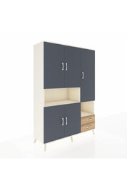 Hyperion Dolap 10 Raflı 2 Çekmeceli 5 Kapaklı 132x44x195 Aytaşı-Antrasit/Çam